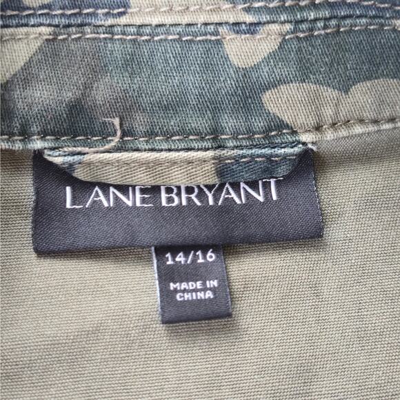 Lane Bryant EUC camo floral full zip embroidered cotton jacket 14/16 green pink - Picture 5 of 17